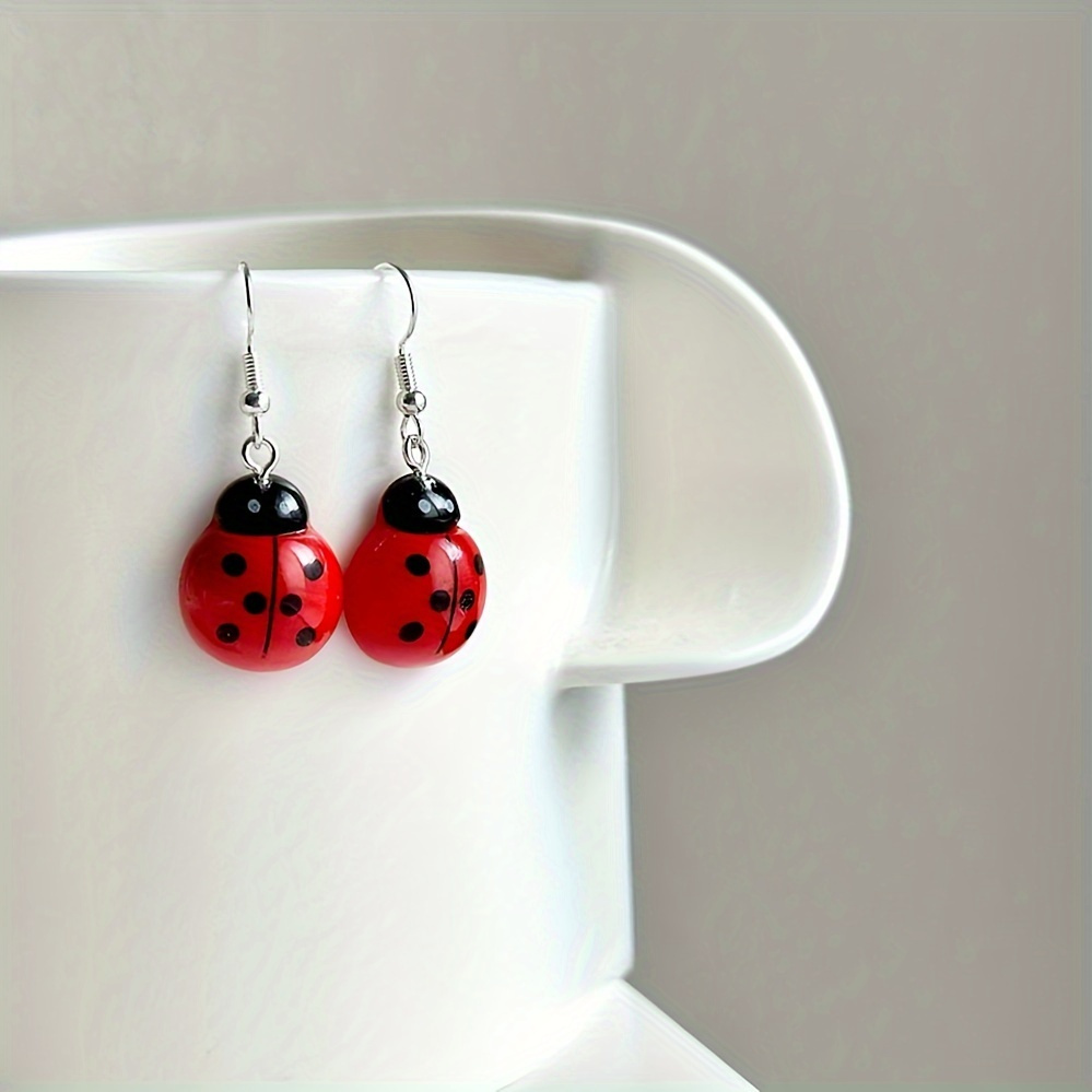 Y2K Resin Ladybug Earrings for Women